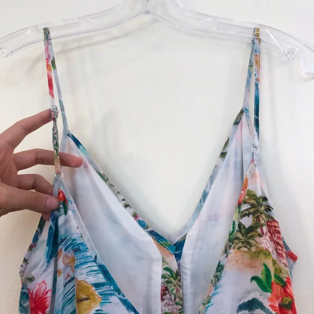 Majorelle Tropical Patterned Aloha Resortwear Button Down Strappy Romper XS - Picture 9 of 13